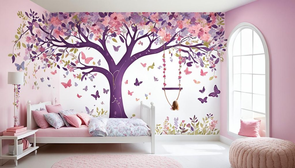 Age-appropriate wall murals for girls room makeover