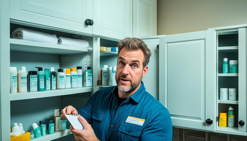 Assessing bathroom cabinets