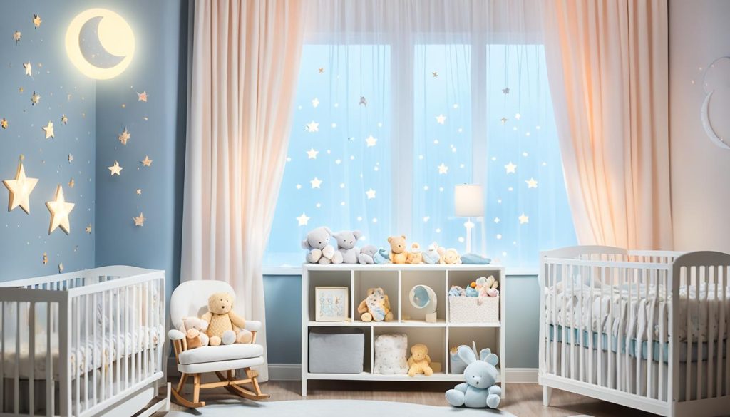 Blackout curtains in a nursery