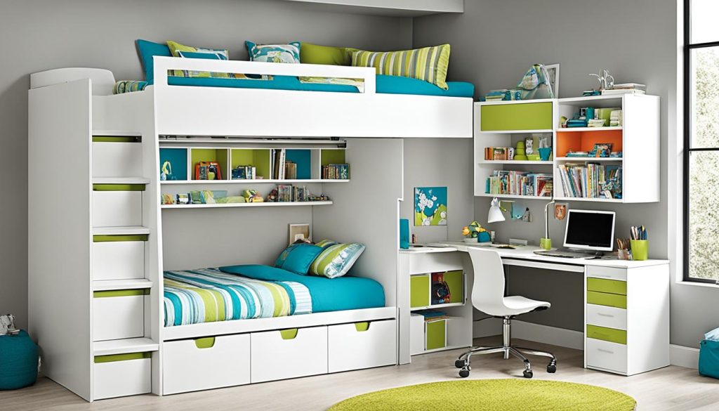 Built-in storage for loft beds