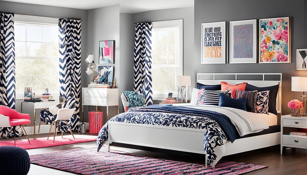 Chic teen furniture and trendy teen lighting in a bedroom