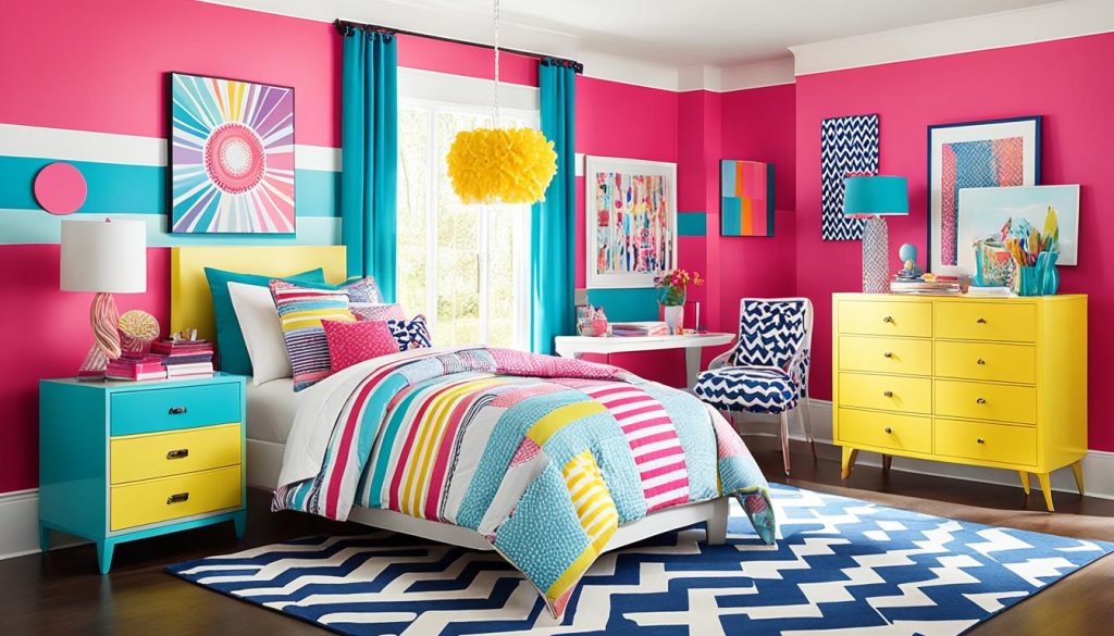 Color blocking techniques in a girl's bedroom