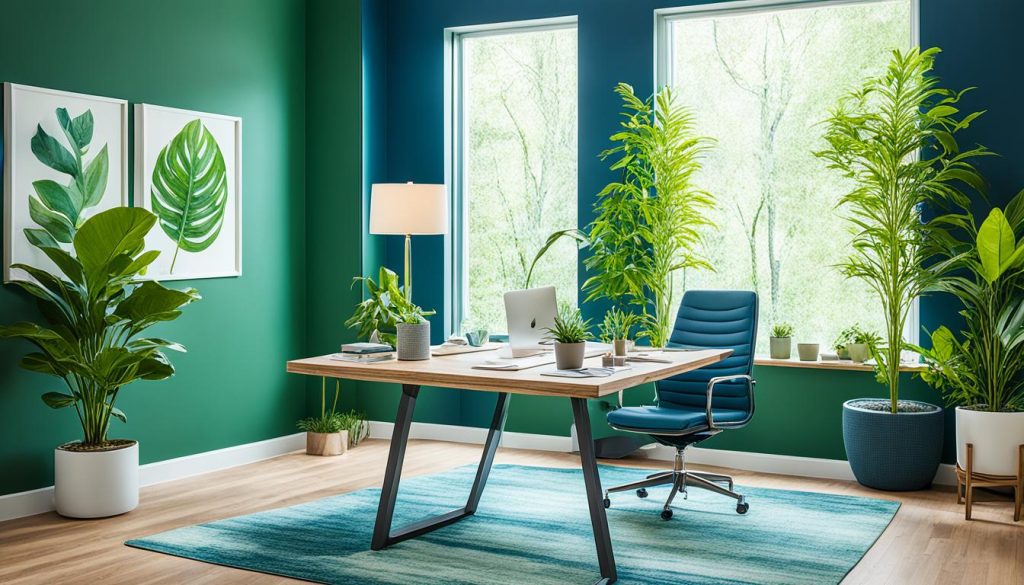 Color psychology in biophilic home office design