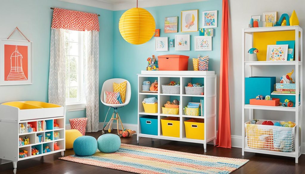 Colorful nursery storage solutions