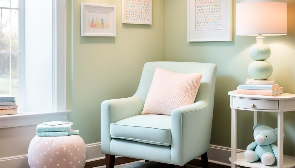 Cozy nursing area with nursing chair