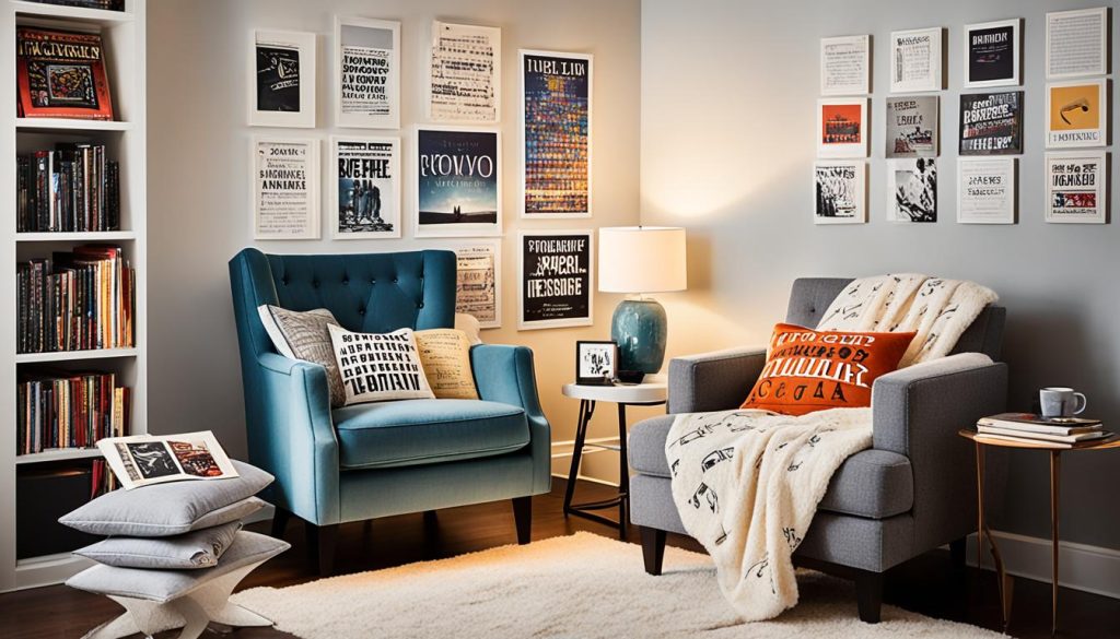 Cozy reading corner with music-inspired literature