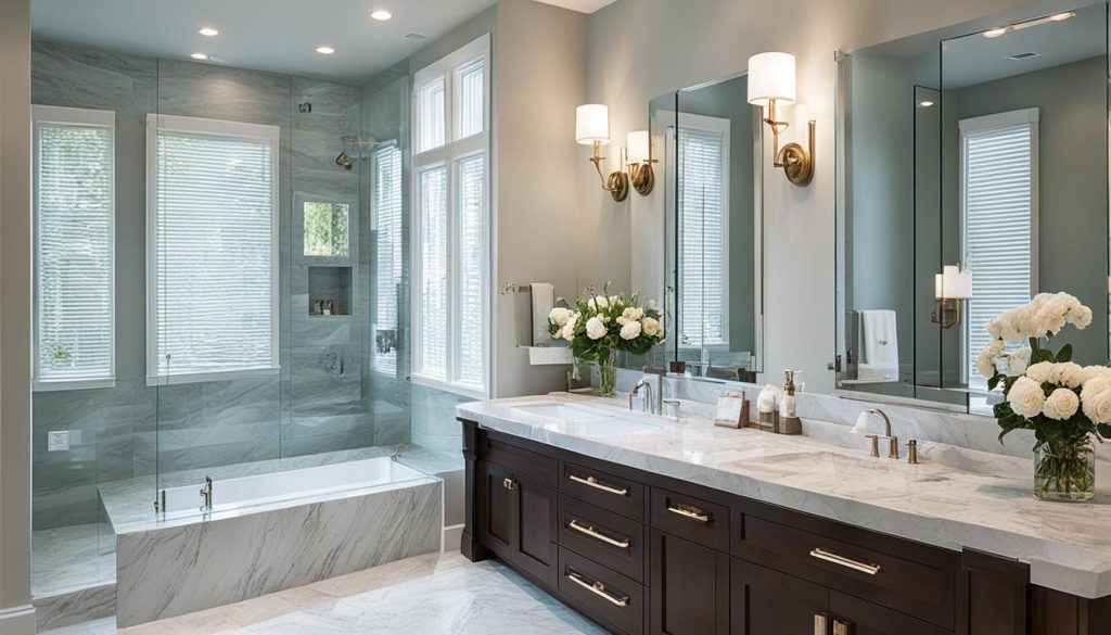 Custom vanities in luxury bathroom