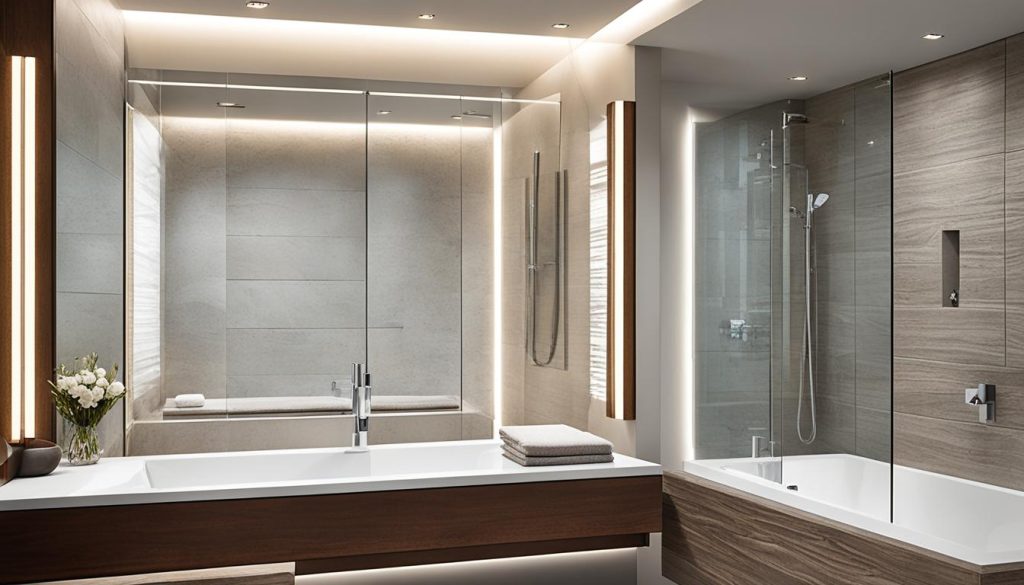 Customized lighting in luxury bathroom