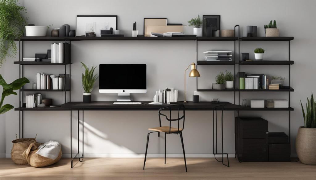 DIY floating shelves for office storage