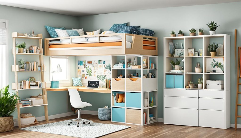 DIY loft bed storage