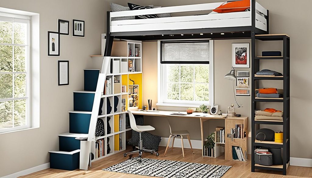 DIY loft bed with storage