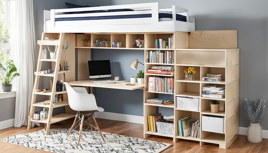 DIY loft beds with storage