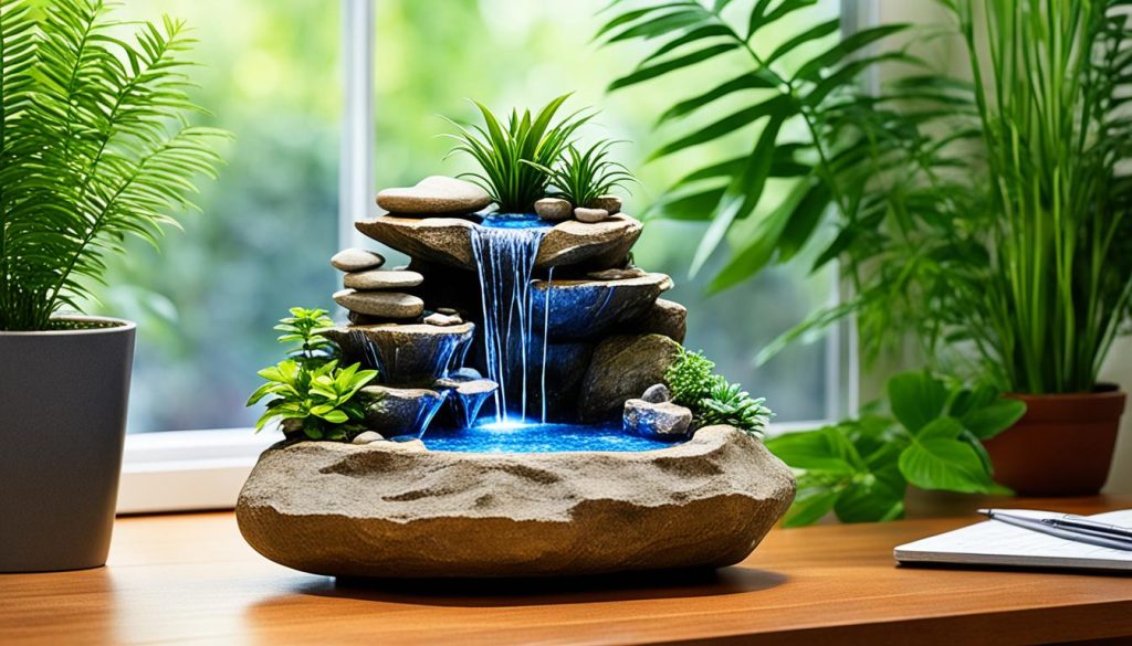 Desktop fountain in a home office