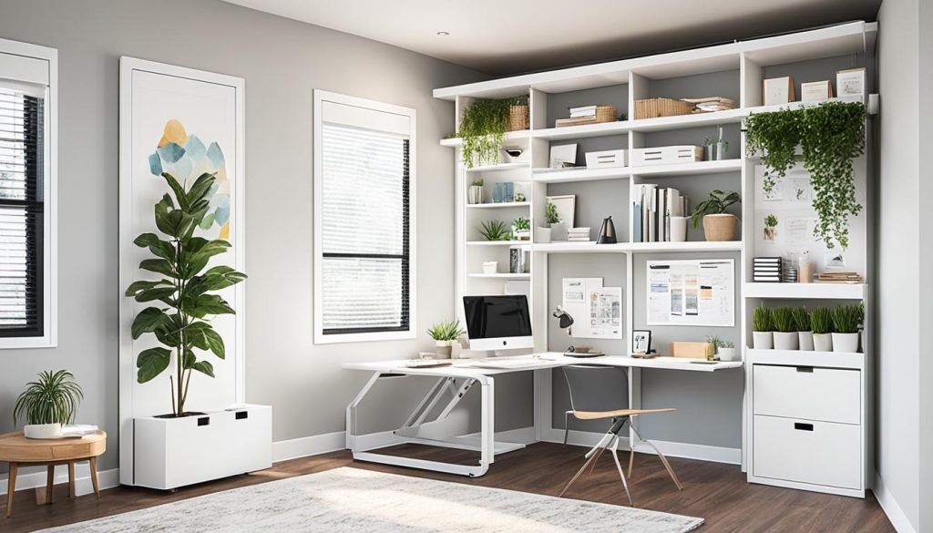 Dual-purpose home office space-saving solutions