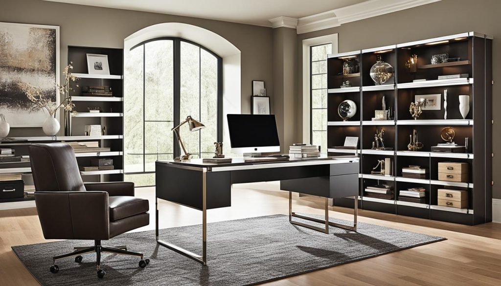 Elegant storage solutions in luxury workspace