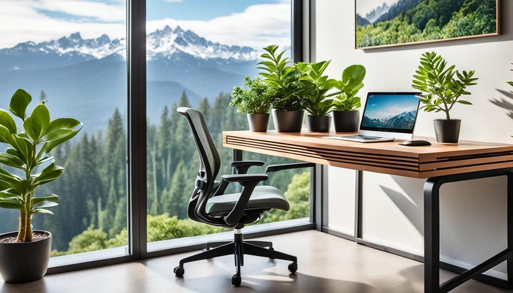 Ergonomic furniture for home office with natural elements