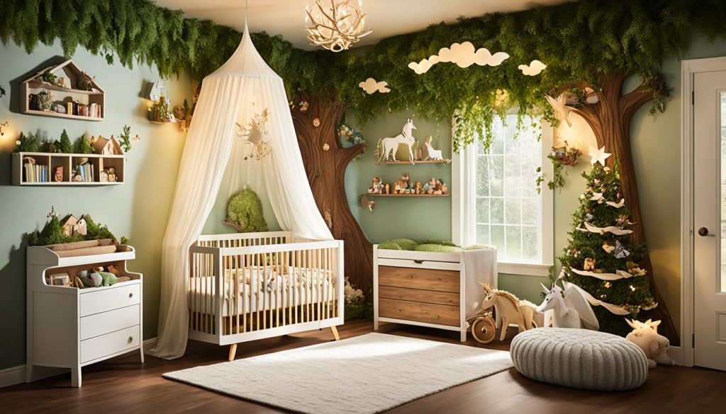 Fairy tale-inspired lighting in an enchanted forest nursery