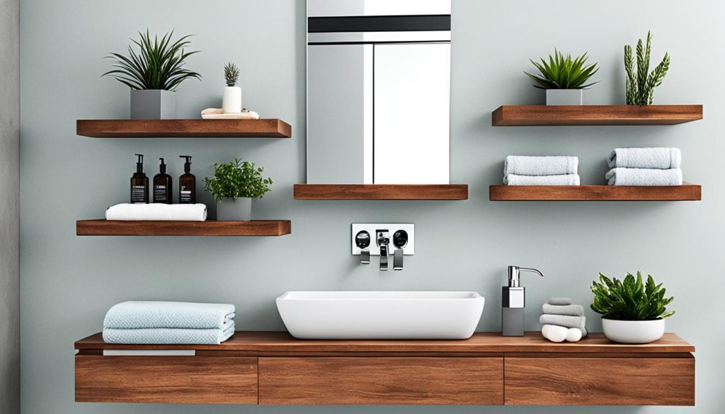 Floating shelves for bathroom storage