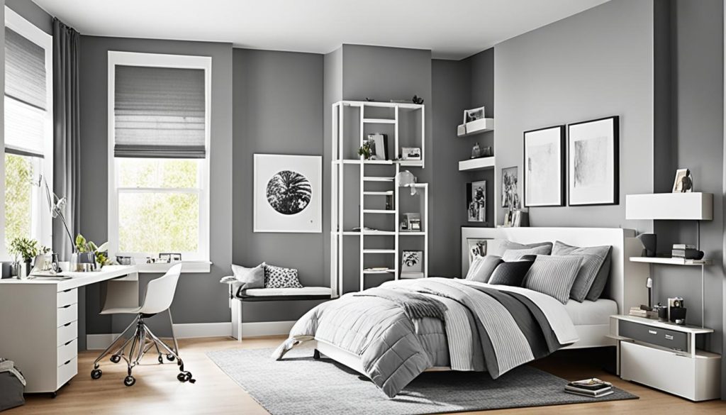 Gender-neutral monochromatic bedroom design