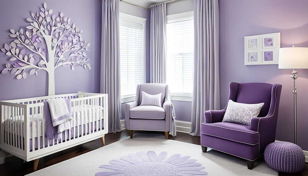 Gentle purple shades in nursery design