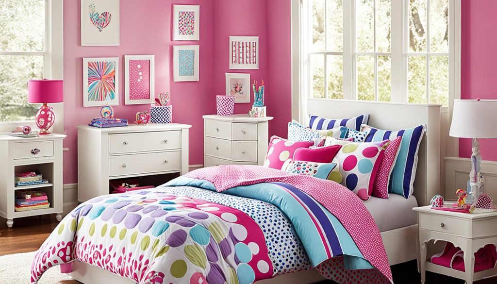 Girls' bedroom decor with stylish bed linens