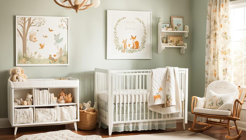 Heirloom-inspired nursery with vintage prints