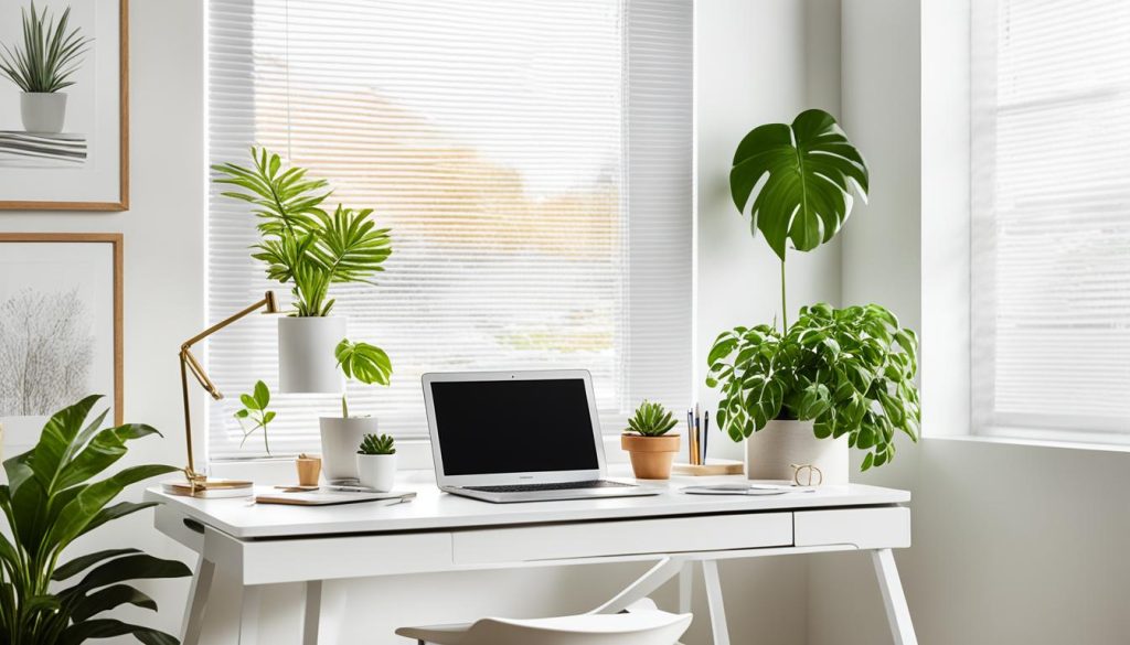 Home office lighting with natural light