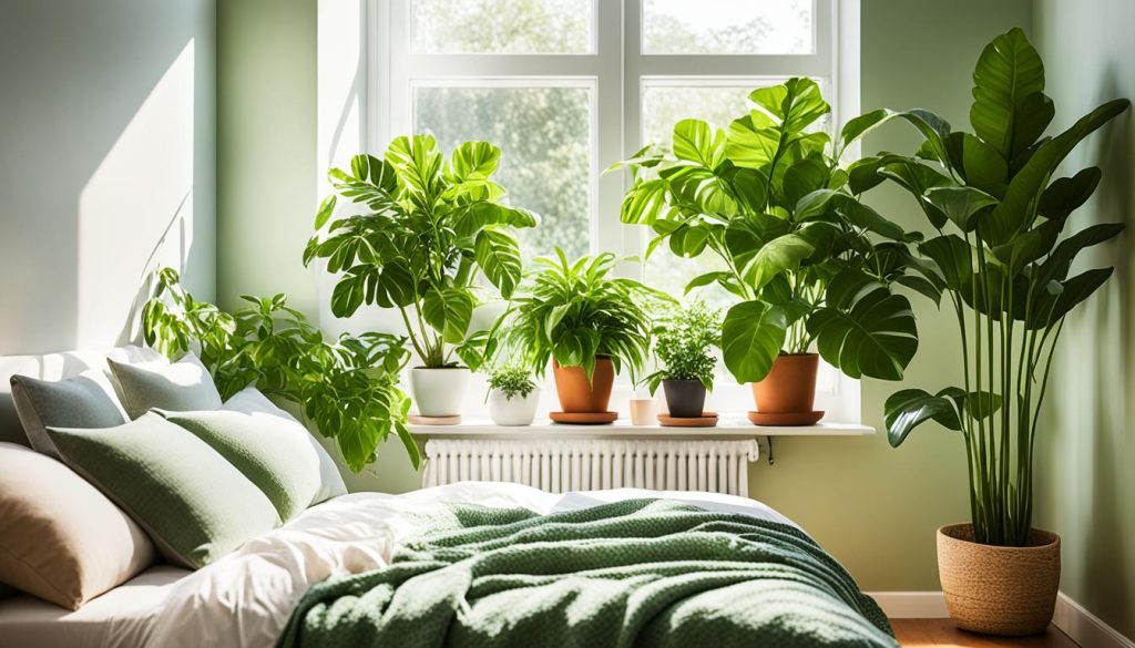 Indoor plants in bedroom