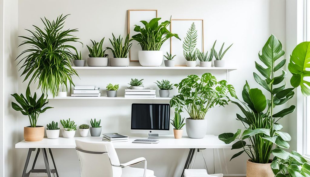 Indoor plants in minimalist office