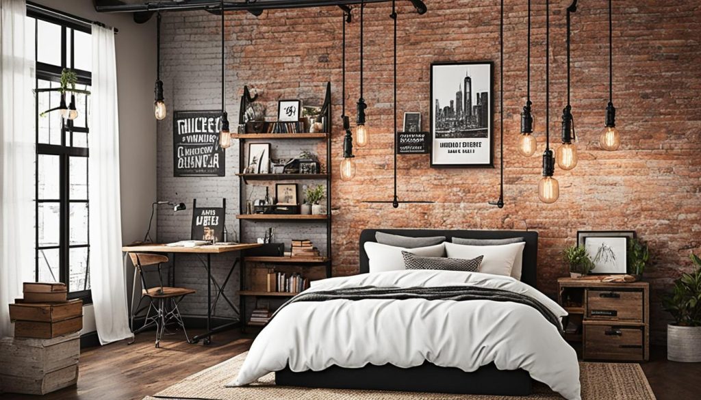 Industrial chic small teen bedroom