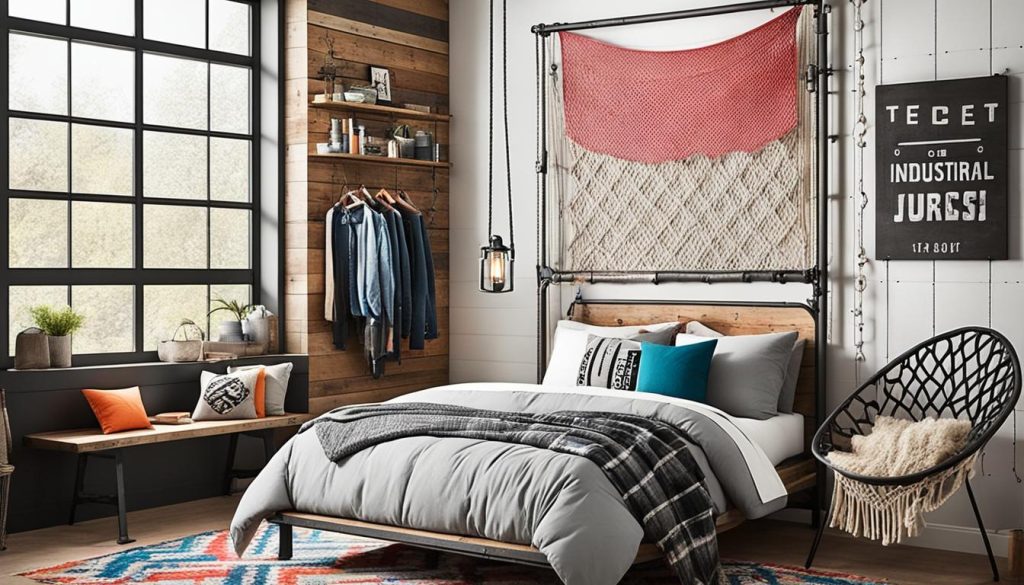 Industrial chic teen bedroom design