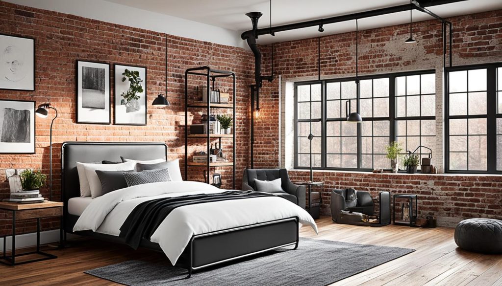 Industrial chic teen bedroom with integrated technology