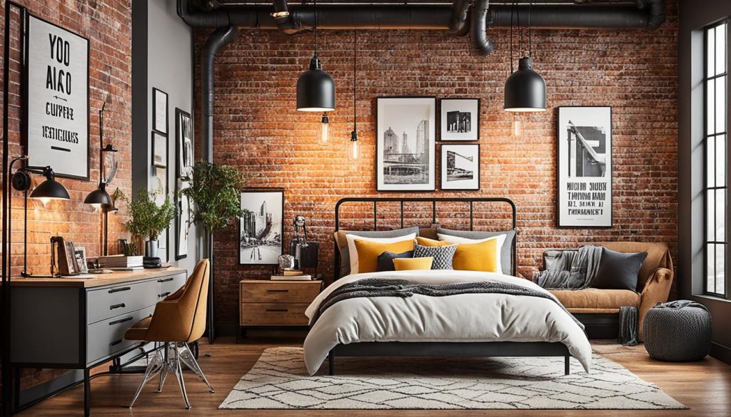 Industrial lighting in modern teen bedroom