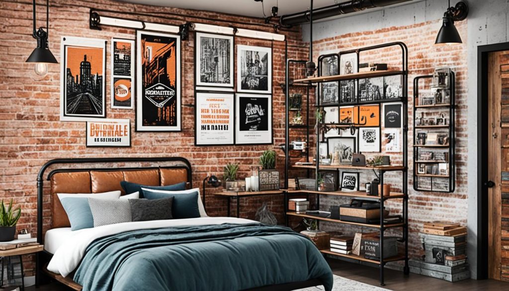 Industrial teen bedroom wall decor