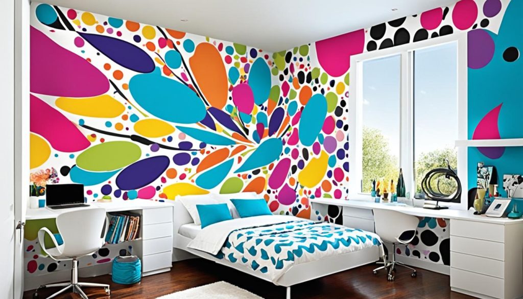 Large-scale wall art in teen bedroom