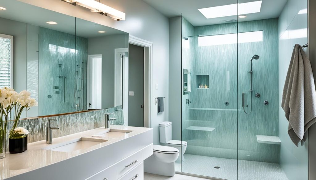 Light-reflecting materials in bathroom design