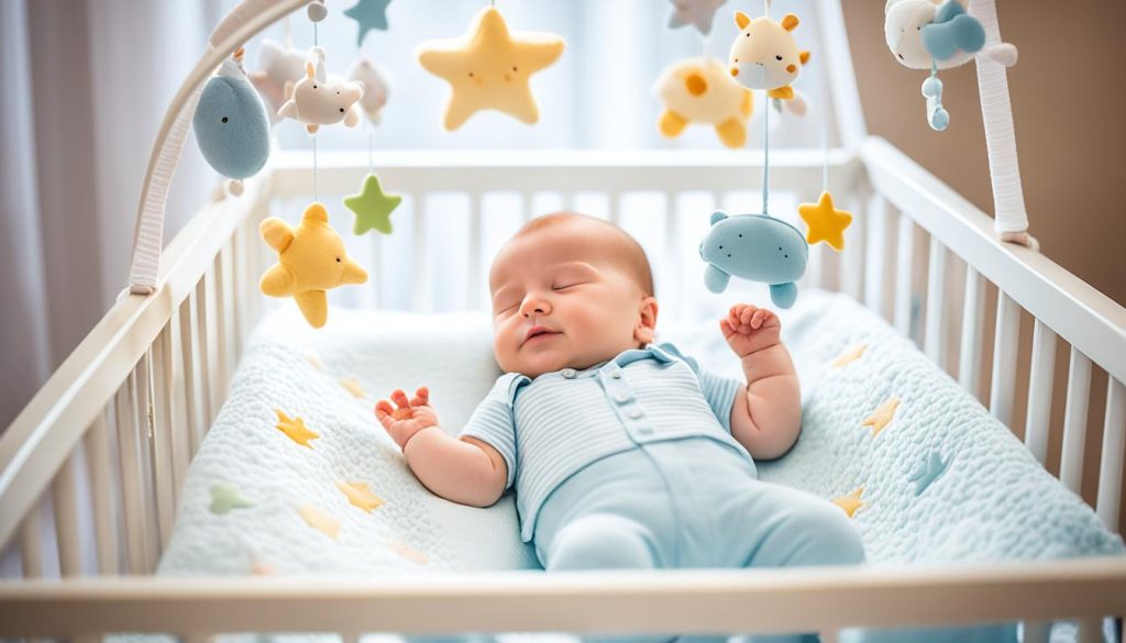 Light-up baby mobiles creating a soothing atmosphere