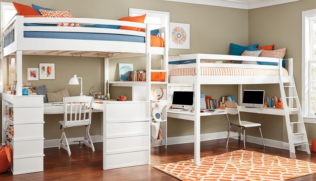 Loft bed configurations for shared bedrooms