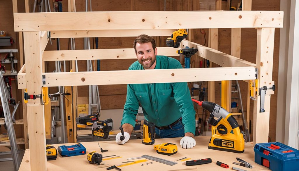 Loft bed frame construction