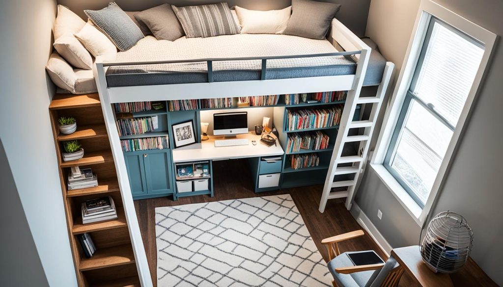 Loft bed maximizing floor space