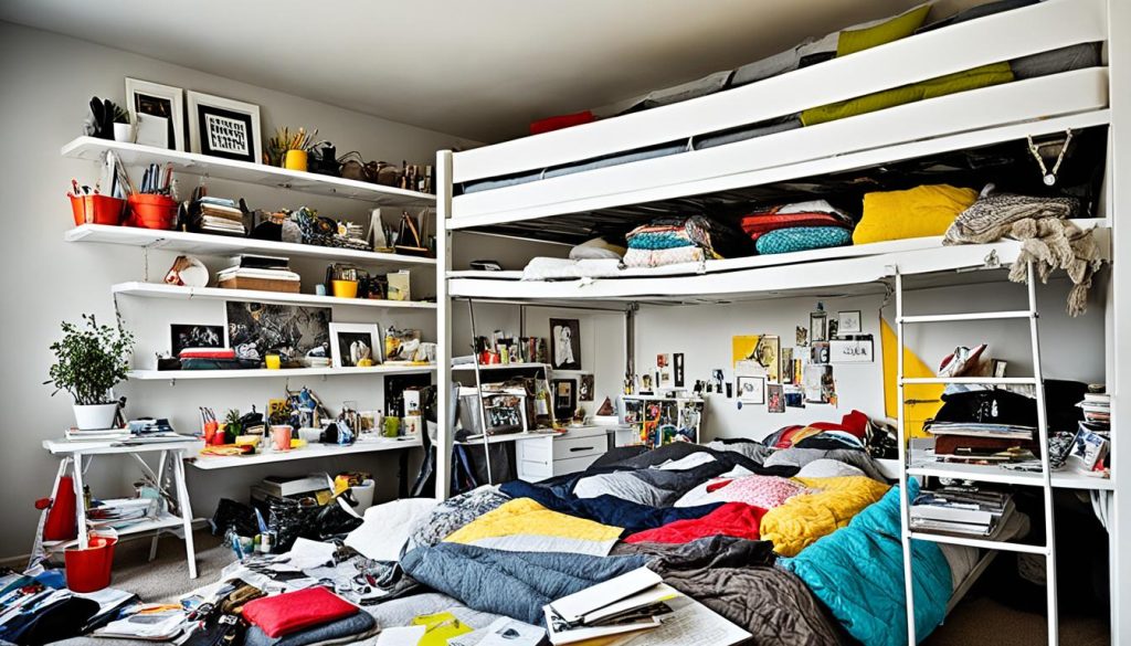 Loft bed storage organization