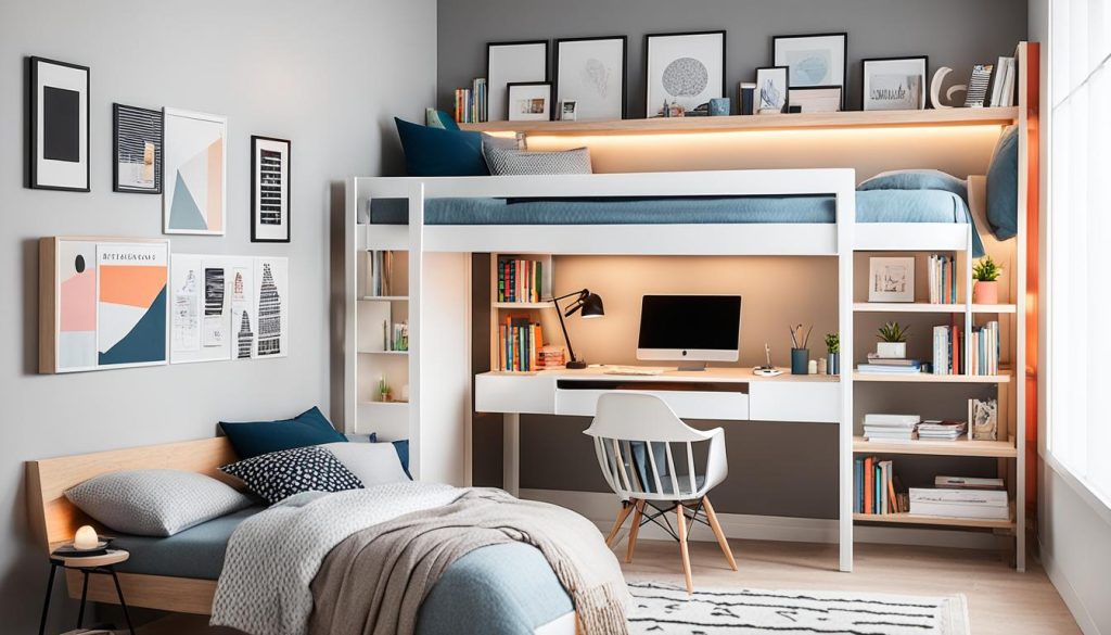 Loft bed with desk