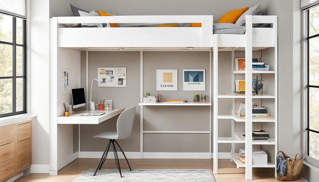 Loft bed with desk for compact bedroom ideas