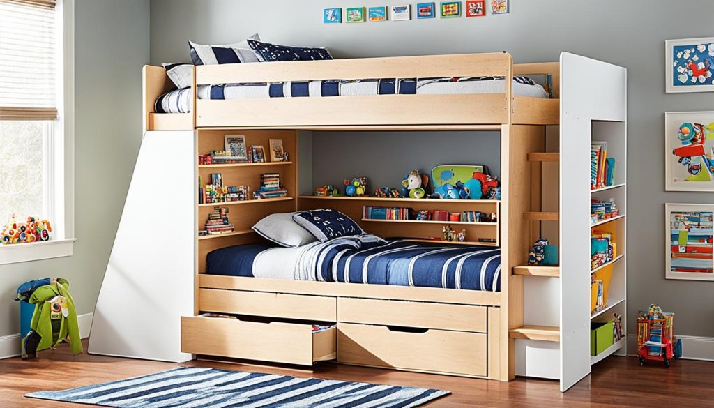 Loft bed with hidden compartments