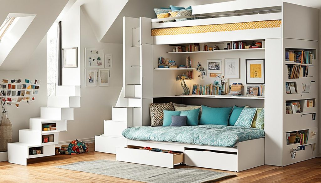 Loft bed with hidden storage