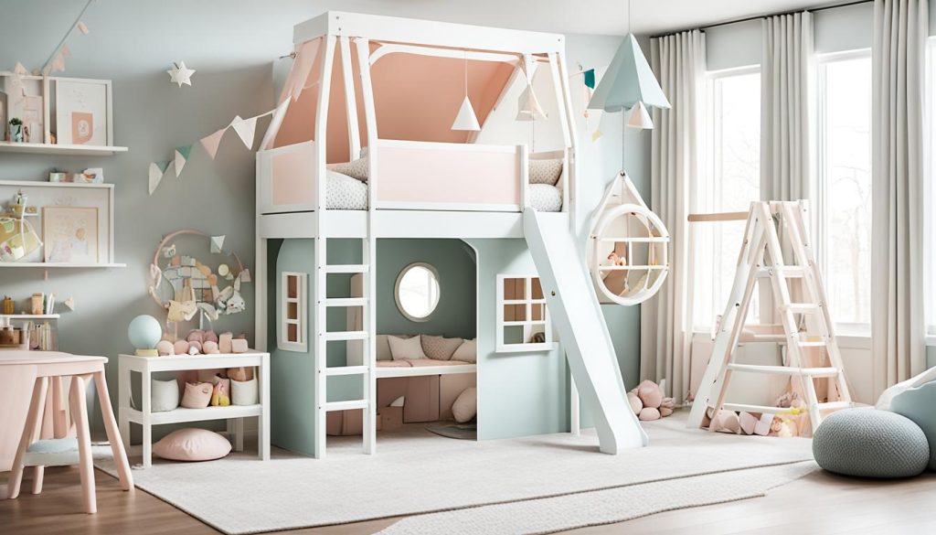 Loft bed with play area