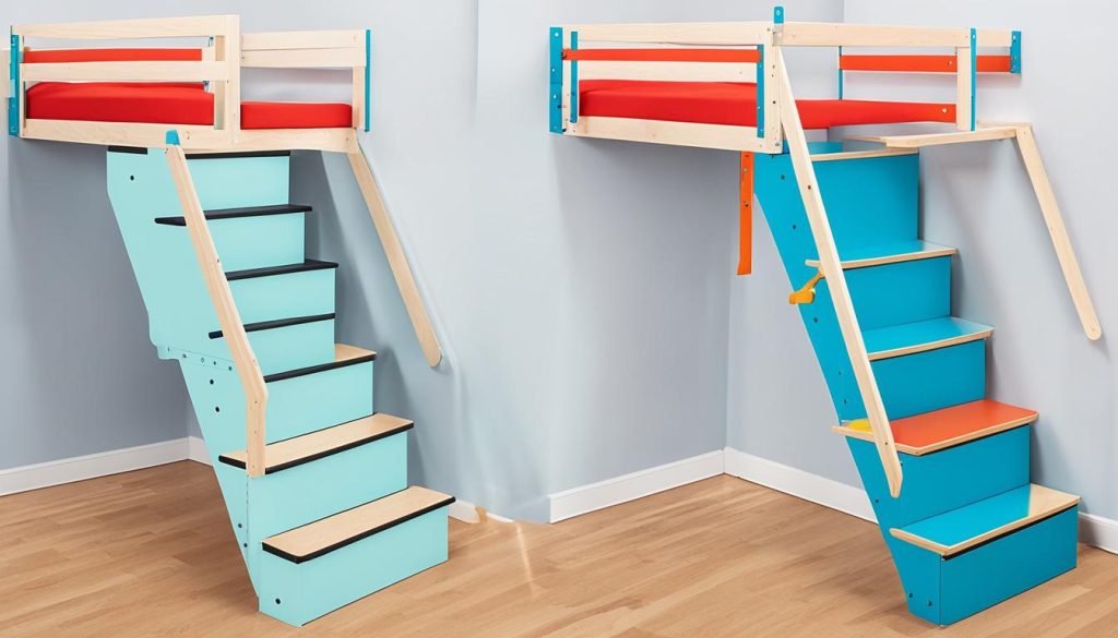 Loft bed with stairs assembly