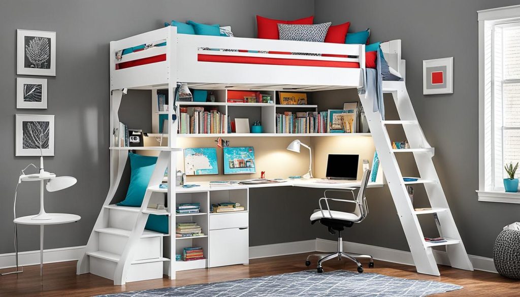 Loft bed with study nook