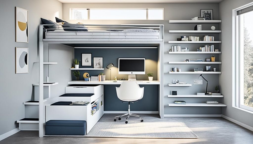 Loft beds with desk