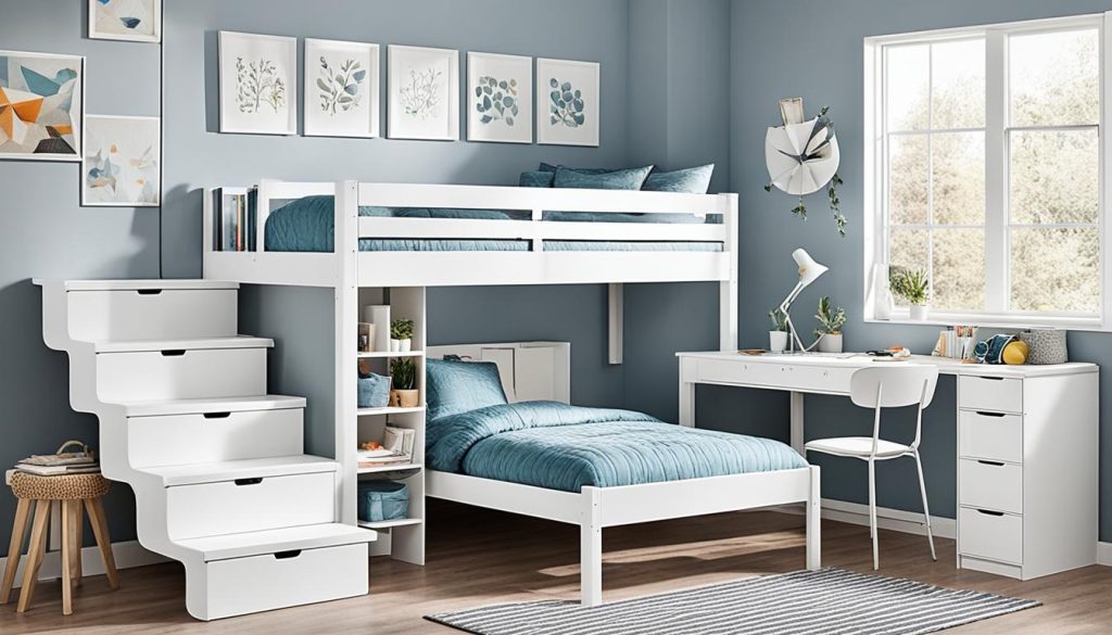 Loft beds with stairs for versatile sleeping arrangements